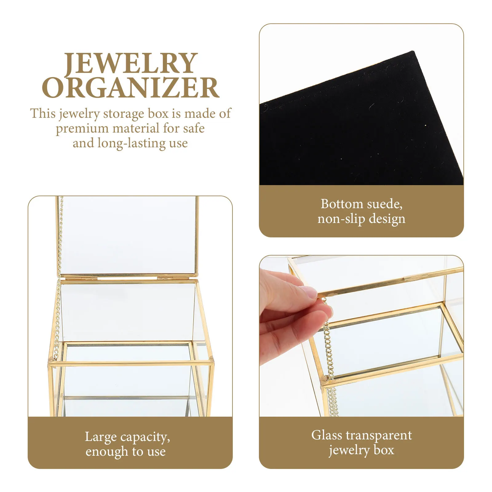 

Stylish Small Items Organizers Jewelry Box Clear Display Carry Portable Organizer Glass Storage Box Jewelry Containers