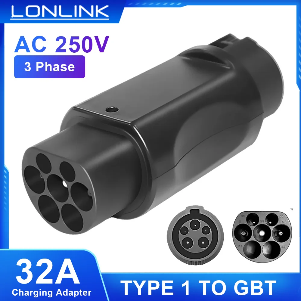 LONLINK TYPE 1 TO GBT EV Charger Adapter 3 Phase 32A Converter Standard Electric Vehicle charging Ev Connector For EV Car