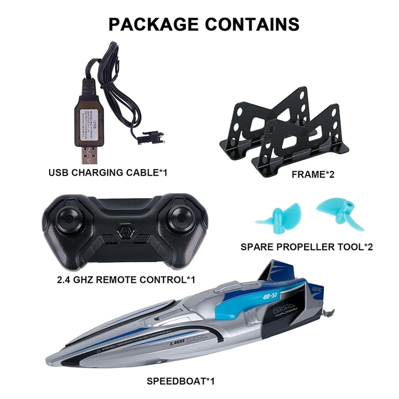 

Dependable-S1 2.4G High-Speed Remote Control Speedboat 30Km/H Waterproof Electric Remote Control Double Propoler