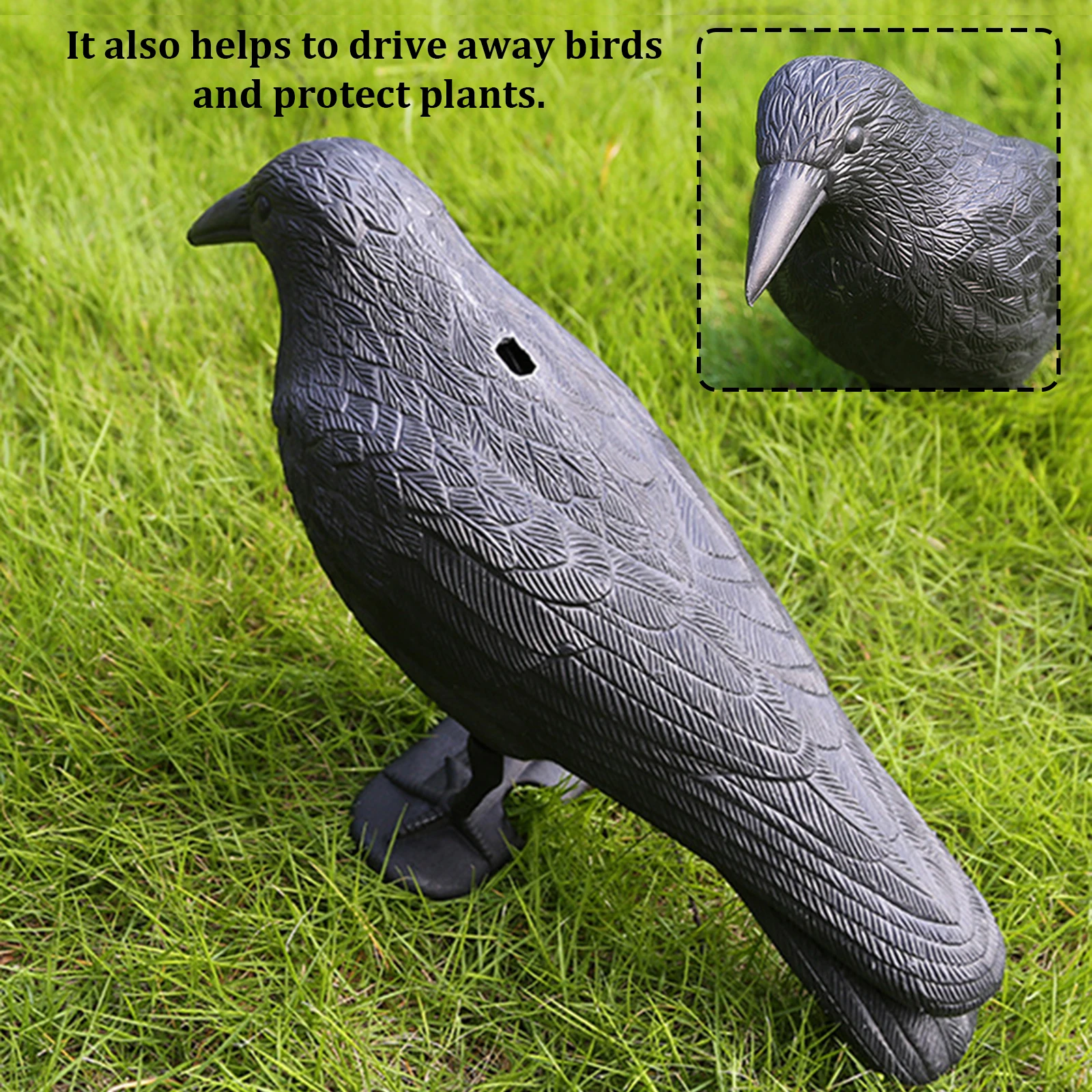 Crow Decoy Durable PE Bird Deterrent Garden Ornament Scarecrow Style Protection for Outdoor Yard Halloween Decoration Props