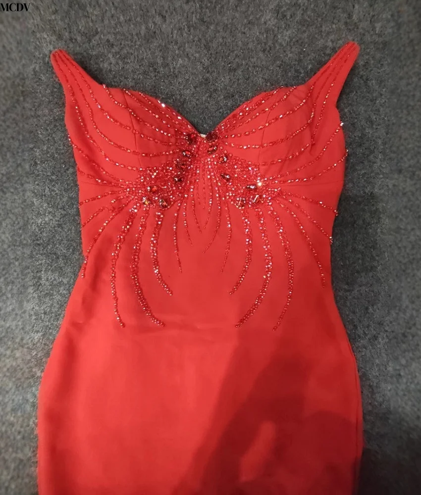 تخصيص كلاسيكي جيرسي حورية البحر كريستال الديكور مساء اللباس جودة عالية الحبيب أكمام الطابق طول الحفلة الراقصة