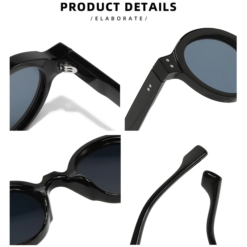 2024 Sunglasses Men Acetate Round Retro Designer Luxury Brand Original Handmade Eyeglasses Women UV400 Outdoor Sun Glasses