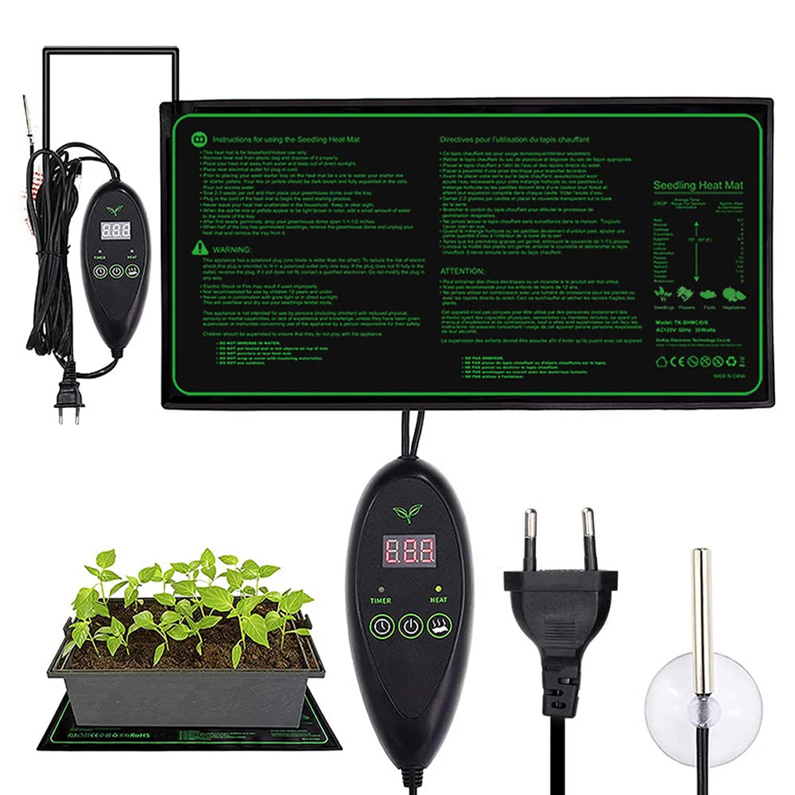 Plant Heating Mat Durable Thermostat Plant Heating Mat Waterproof Greenhouse Heat Mats For Seedling Germination Fermentation And