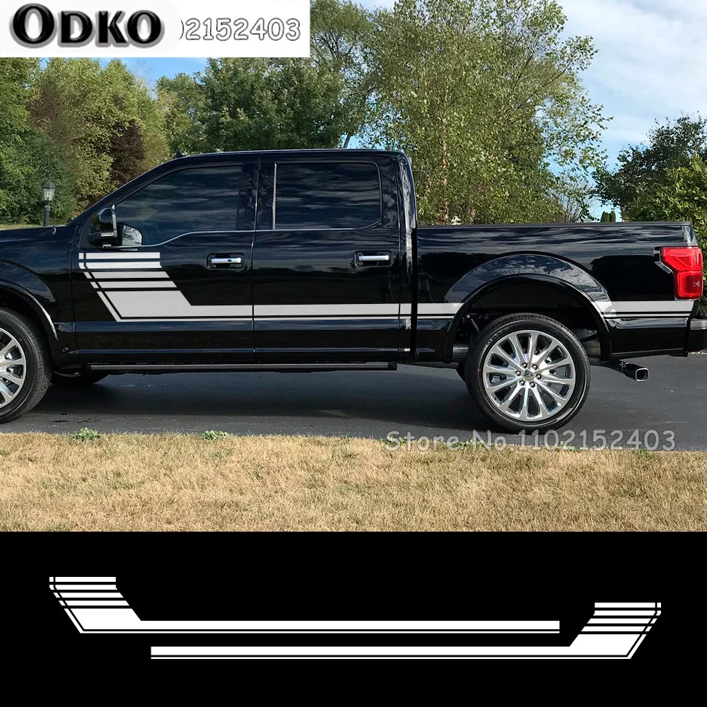 

2Pcs Car Stickers For Ford F150 Door Side Skirt Stripes Decals Truck Graphics Vinyl Custom Decor Cover Auto DIY Accessories