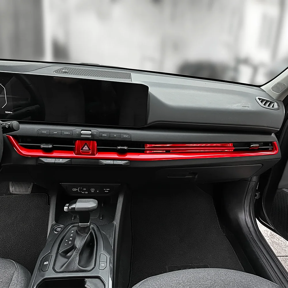 

For Kia K4 2024 2025 2026 Car Tuning Carbon Fiber Dashboard Middle Air Conditioner Vent Cover Trim Interior Accessories LHD