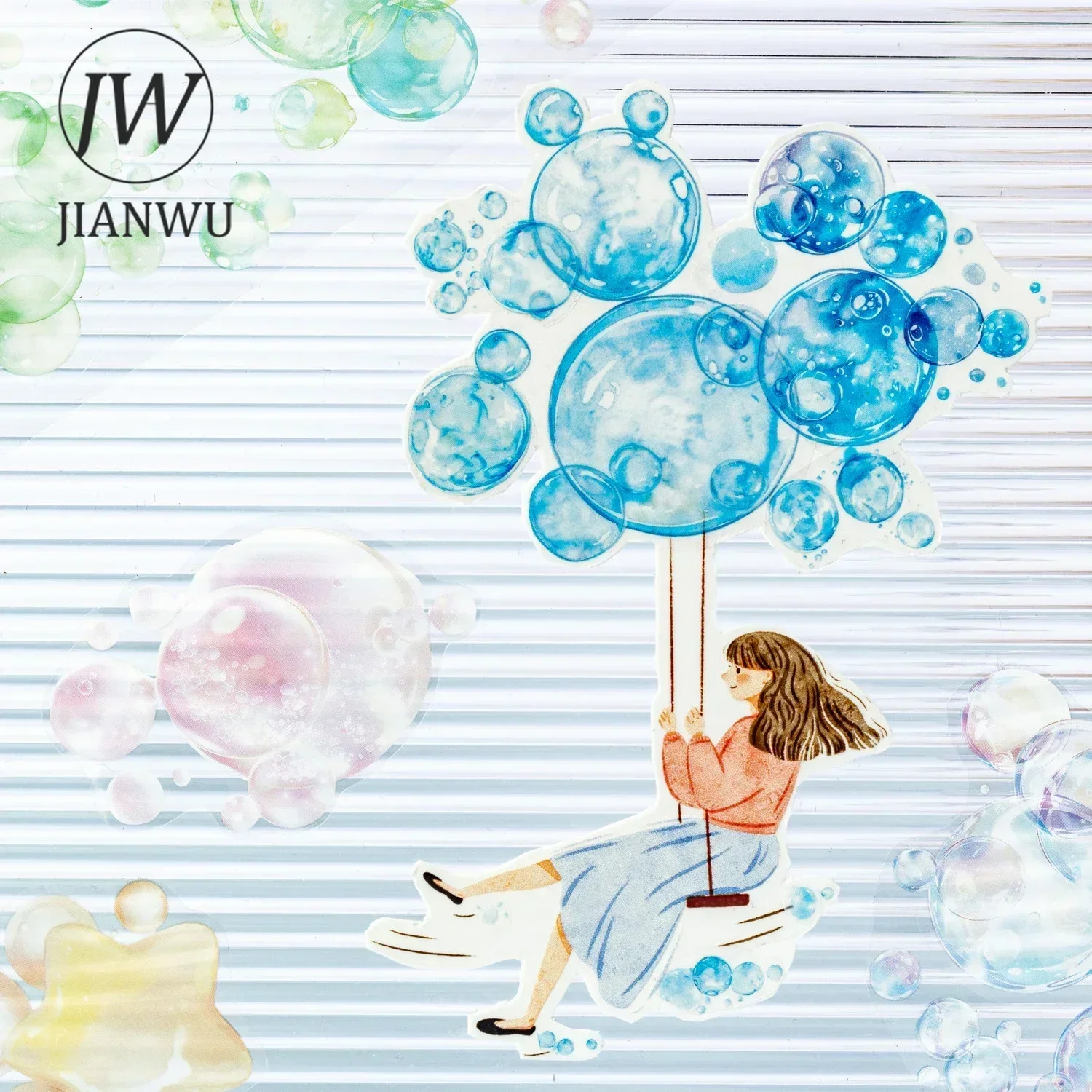 JIANWU * 200 سنتيمتر فقاعات ملونة سلسلة Kawaii المناظر الطبيعية المواد الكولاج PET الشريط الإبداعية DIY بها بنفسك مجلة سكرابوكينغ القرطاسية