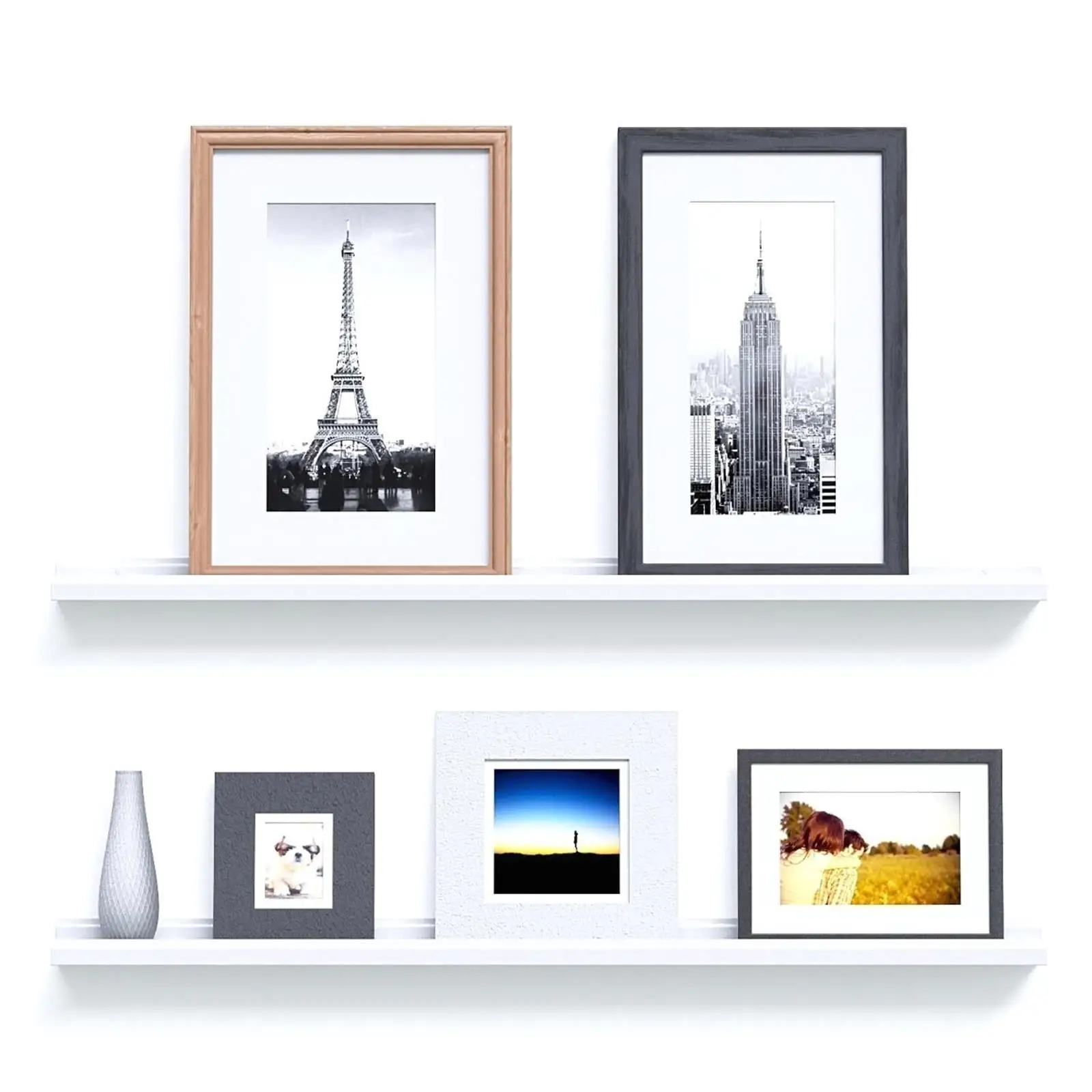 

46-Inch Modern White Floating Wall Shelf - Denver Style Picture Display Ledge