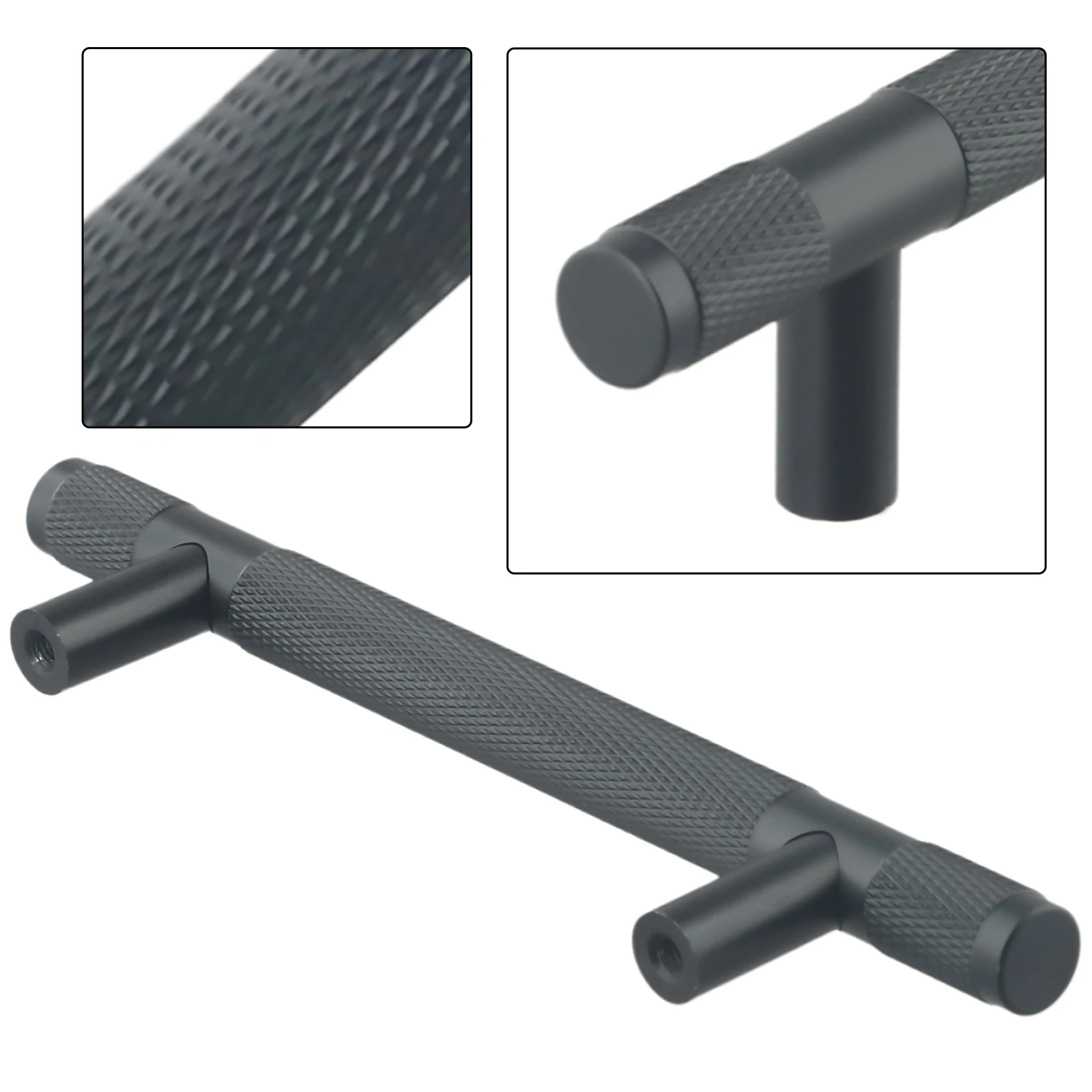 Rust Proof Aluminum Alloy Knurled T Bar Handle Texture Design for Comfortable Use Suitable for 20mm Thick Doors or Drawers