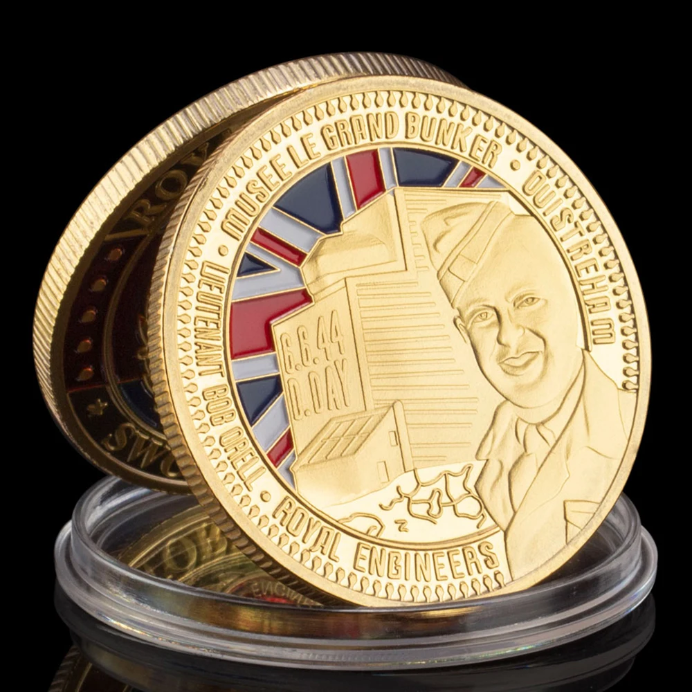 United Kindom Royal Engineers Normandy Landing Sword Beach Souvenir Coin Gold Plated Commemorative Coin