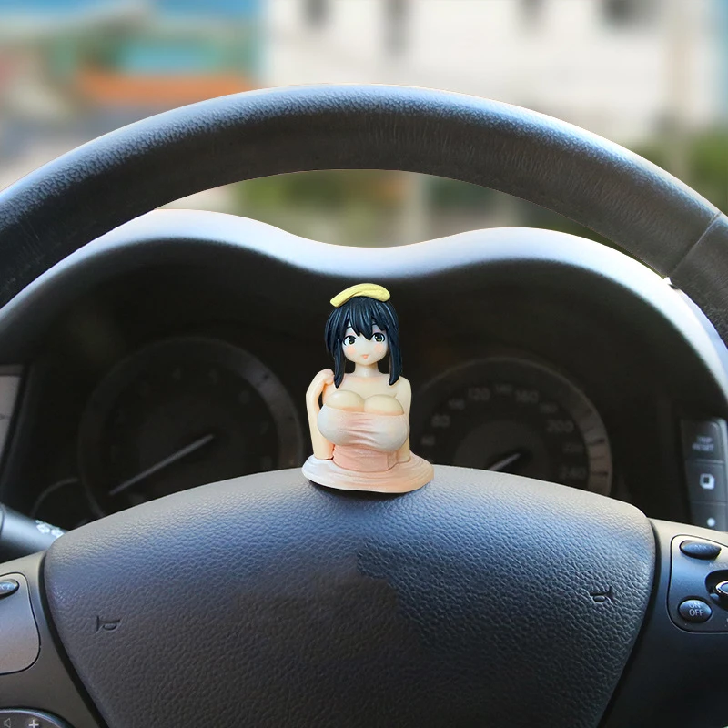 Cute Kanako Chest Shaking Girls Car Ornaments Cartoon Kawaii Anime Statue Car Dashboard Sexy Doll Figurine Car Decorations