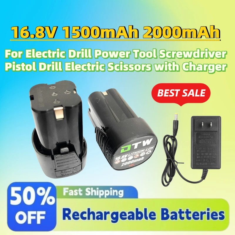 New 16.8V 1500mAh 2000mAh Li-ion Battery for Electric Drill Power Tool Screwdriver Pistol Drill Electric Scissors with Charger