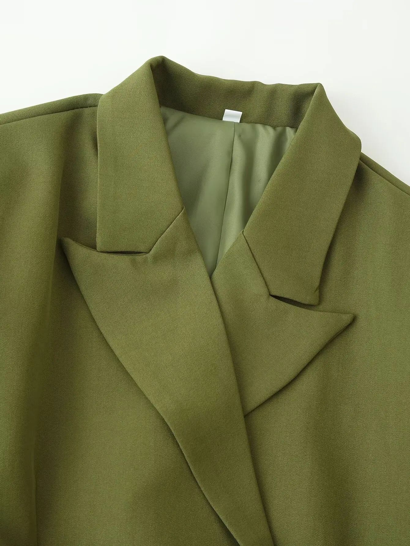 Suninheart Olive Green Asymmetric Blazer & Pants Set – Women's Ruched Waist Suit Two Piece Office Lady Autumn Fashion