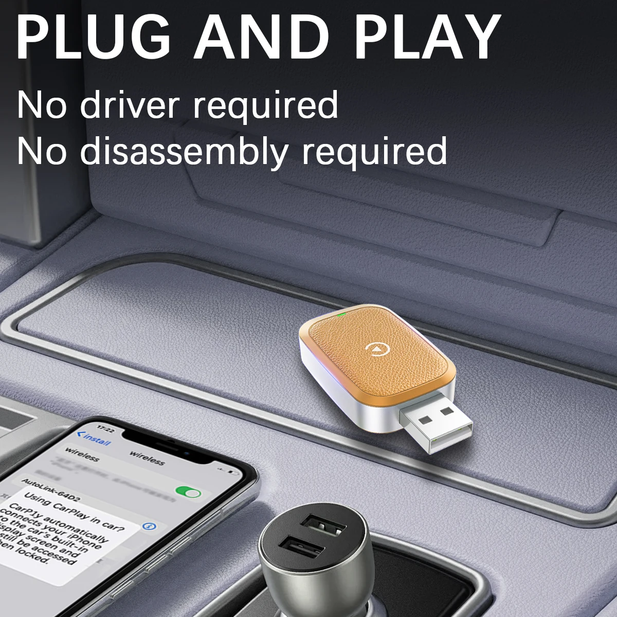 Mini Wireless Carplay adapter, a portable Carplay adapter converted to wireless Carplay, is used in cars with built-in CARPLAY