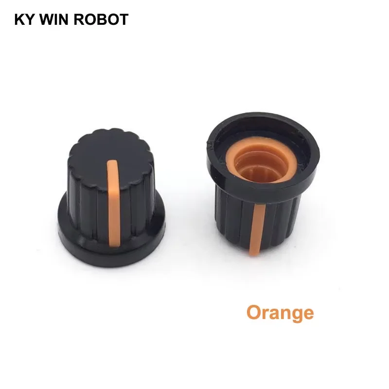 

10PCS /lot Orange Volume Control Rotary Knobs For 6mm Dia Knurled Shaft Potentiometer Durable