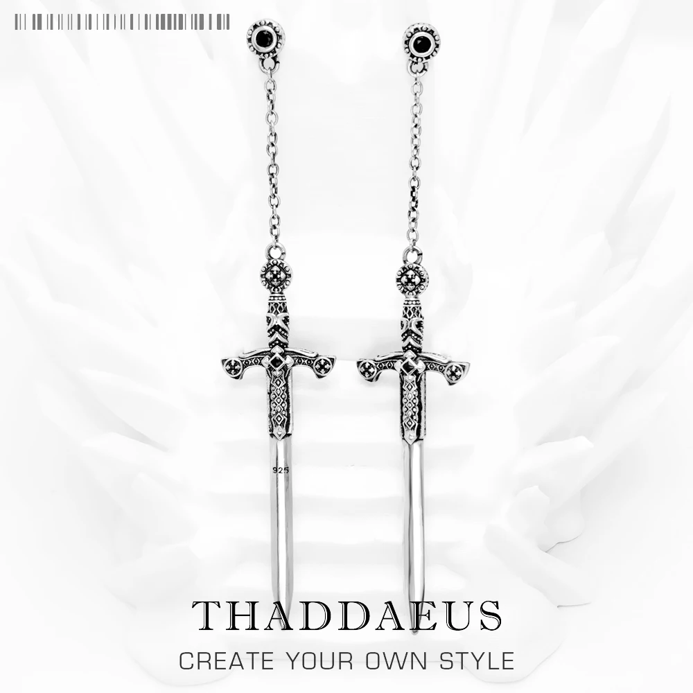 

Earrings Richly Ornamented Sword Europe Fine Jewelry For Women Men Summer Brand New Sterling Silver 925 Fantasy Gift