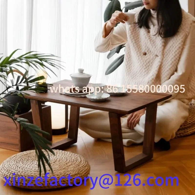 Konfigurowalny stolik do herbaty z litego drewna w stylu nordyckim, japoński stolik kawowy tatami, minimalistyczny stolik boczny na balkon