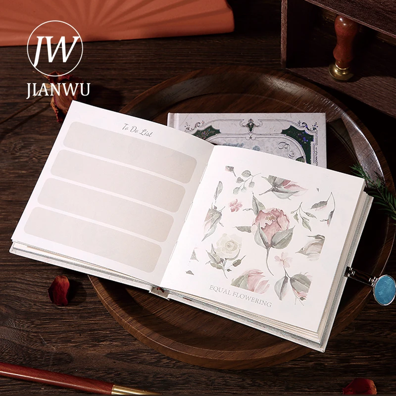 JIANWU 224 Pages/book Unheard Flower Name Series Vintage Square Magnetic Clasp Book Creative DIY Journal Student Stationery