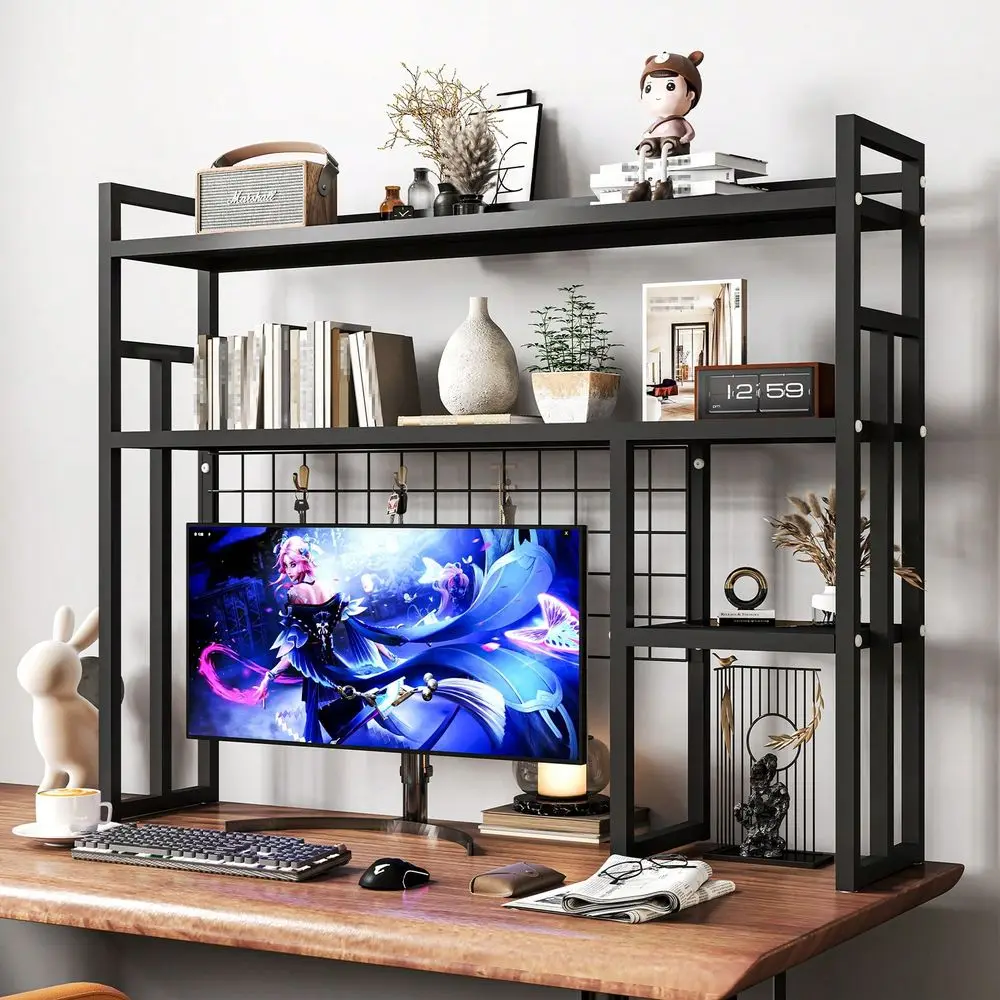 

Metal Desktop Shelf 37.4 45.3 4 Tier All Metal Desktop Bookshelf Heavy Duty Desk Display Storage Rack