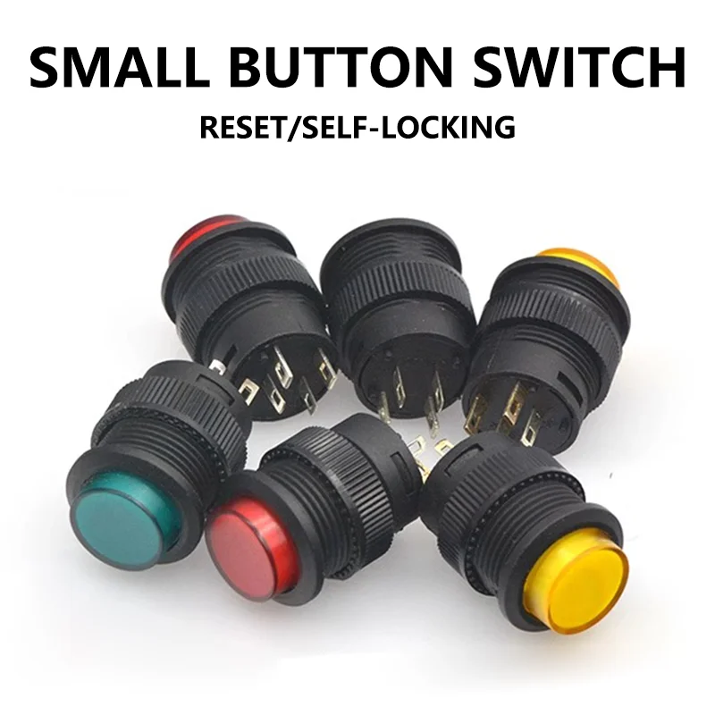 

5/20/100PCS R16-503AD/BD Push Button Switch Reset Self-Locking Switch Round 4Pin 2Pin 16MM Switch With Light LED 3V