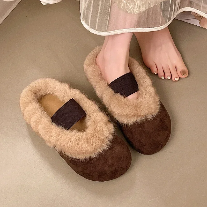 Women Wear Out 2026 Autumn and Winter New Platform Heightened Home Cotton Shoes Baotou Semi-slippers