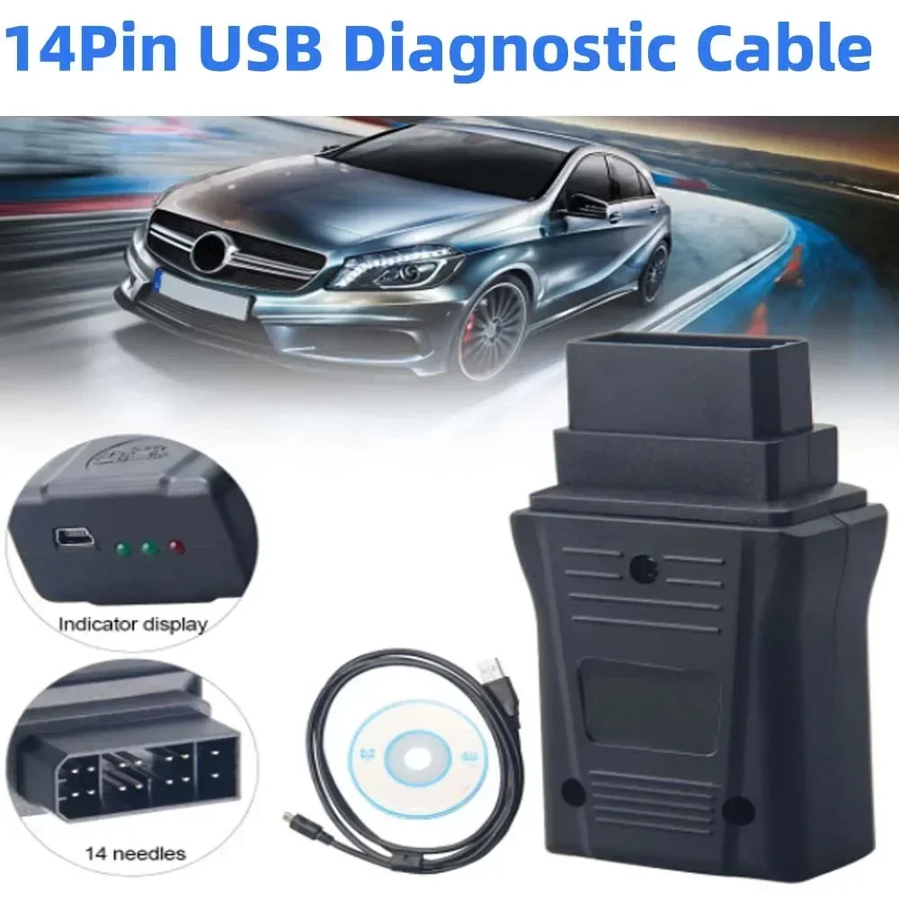 For Nissan 14 Pin Consult USB Cable To OBD OBD2 OBDII DLC 14 Pin 14Pin Diagnostic Car Diagnostic Adapter Converter Cable