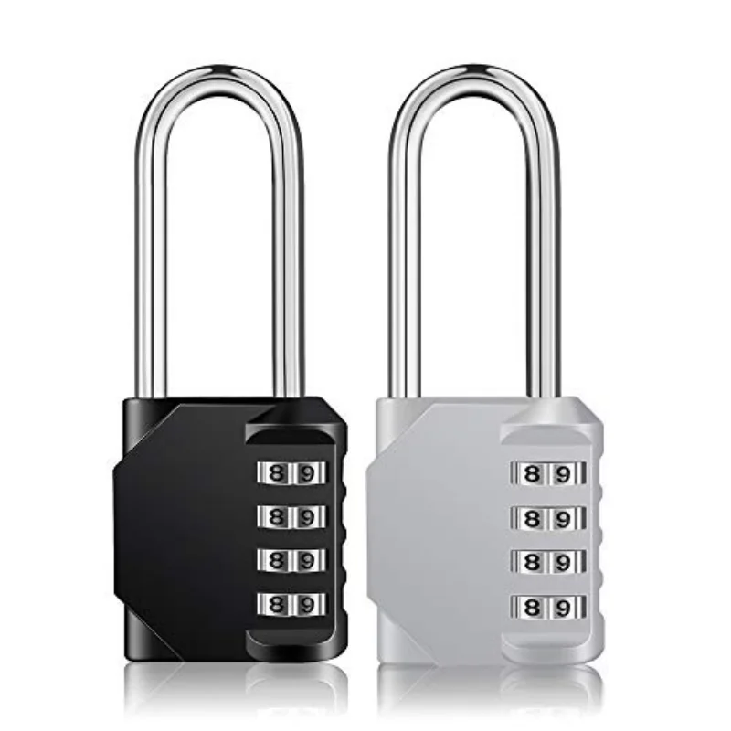 

Padlock 1 Pack, Long Shackle Combination Lock, 4 Digit Outdoor Waterproof Padlock for School Gym Locker, Fence, Gate, Toolbox