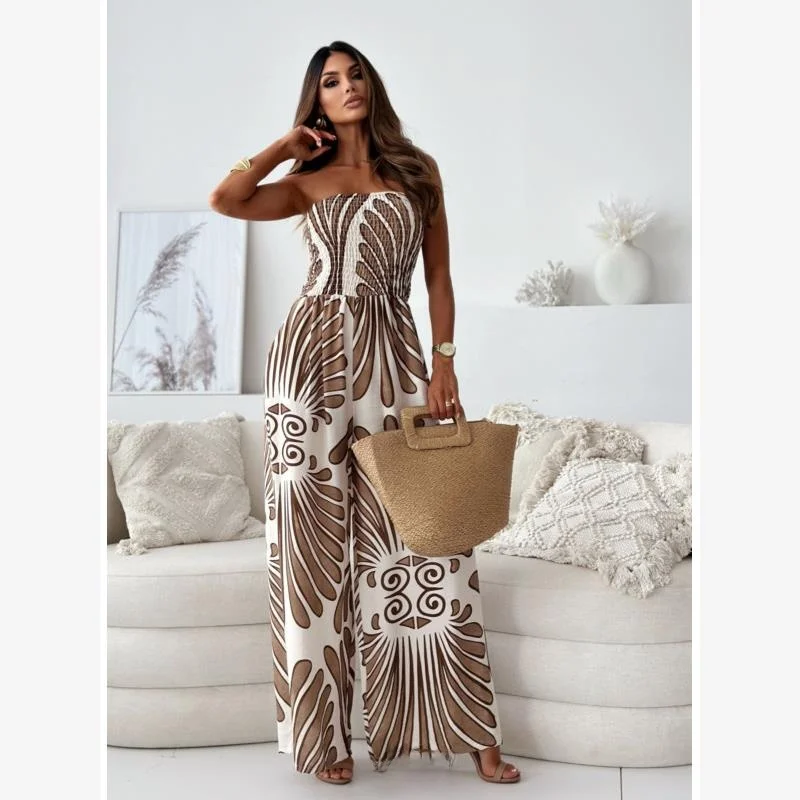 

Sexy oulder Bared One-oulder Wide Leg Casual Jumpsuit mid Waist Long Pants Street Sle Summer Collection China Made