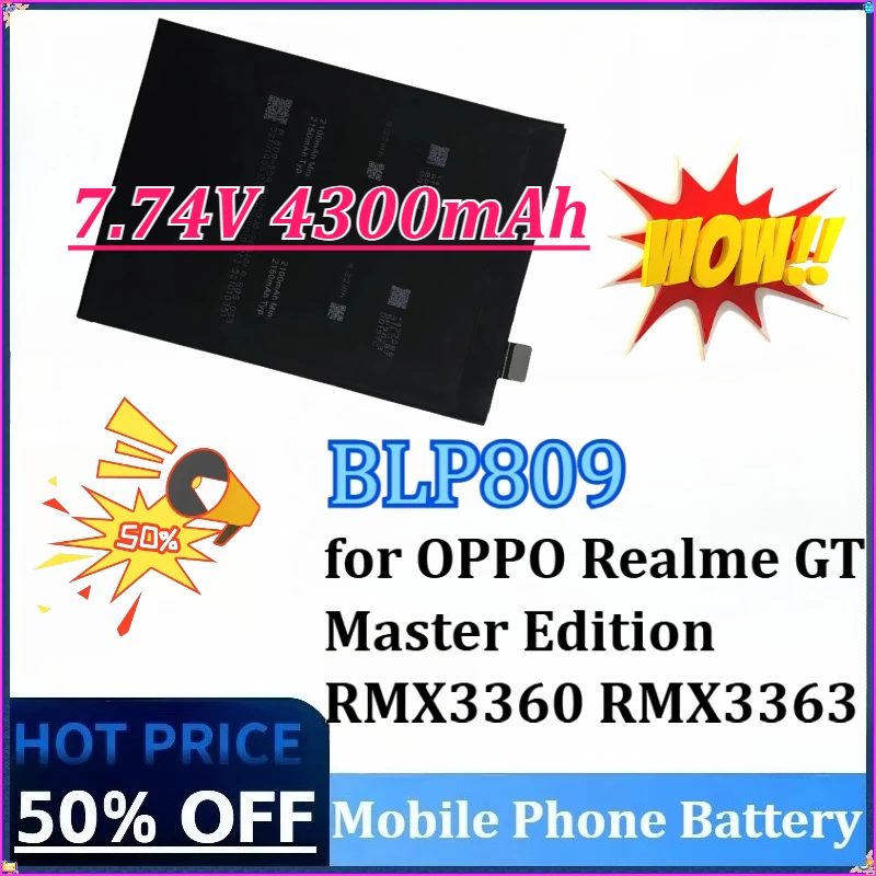 

Новый сменный аккумулятор для мобильного телефона BLP809 7,74 В 4300 мАч для OPPO Realme GT Master Edition RMX3363 RMX3360