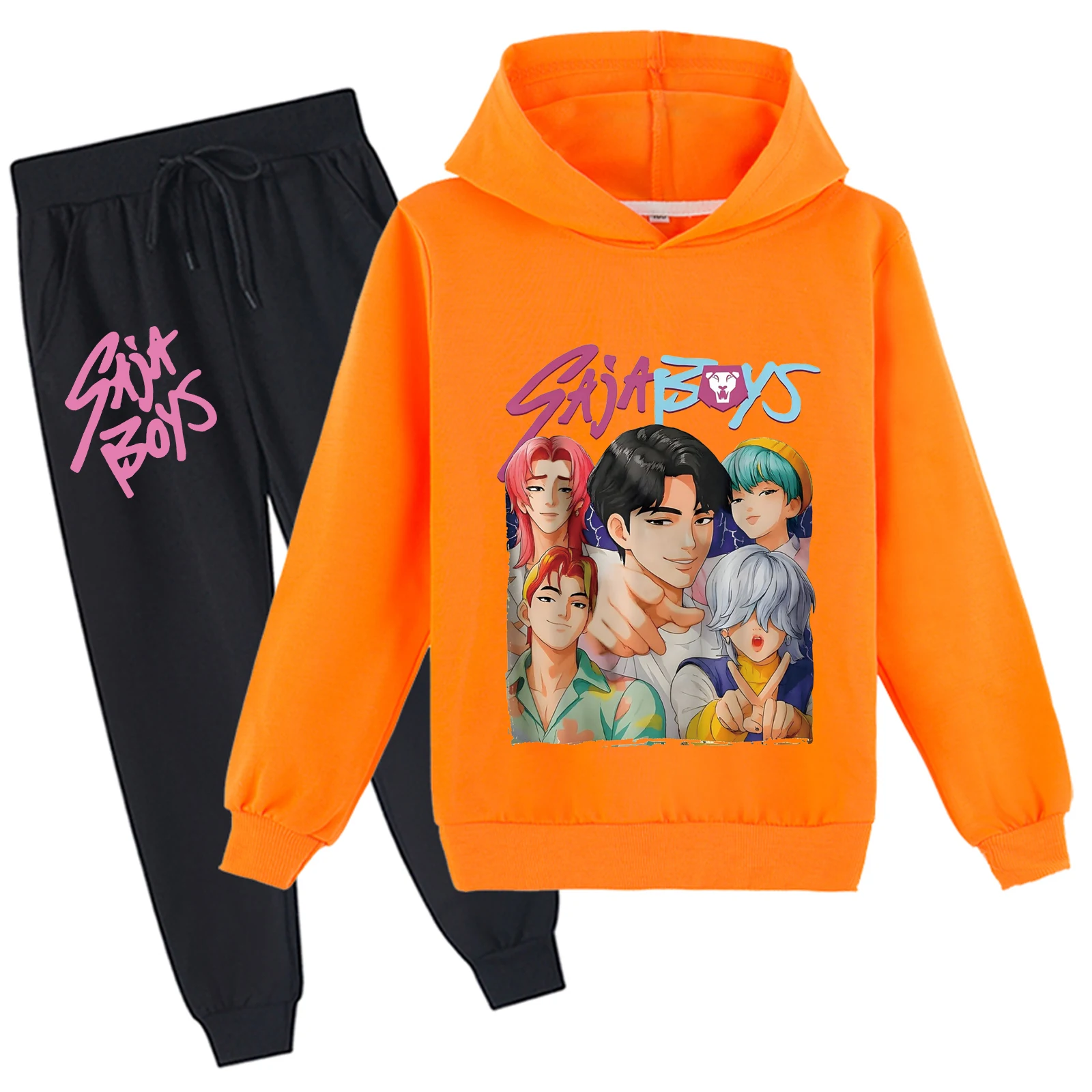 Conjunto de chándal de 2 piezas con camisetas holgadas de manga larga y pantalones para correr para jóvenes, traje de algodón KPop Demon Hunters para 2-14 años