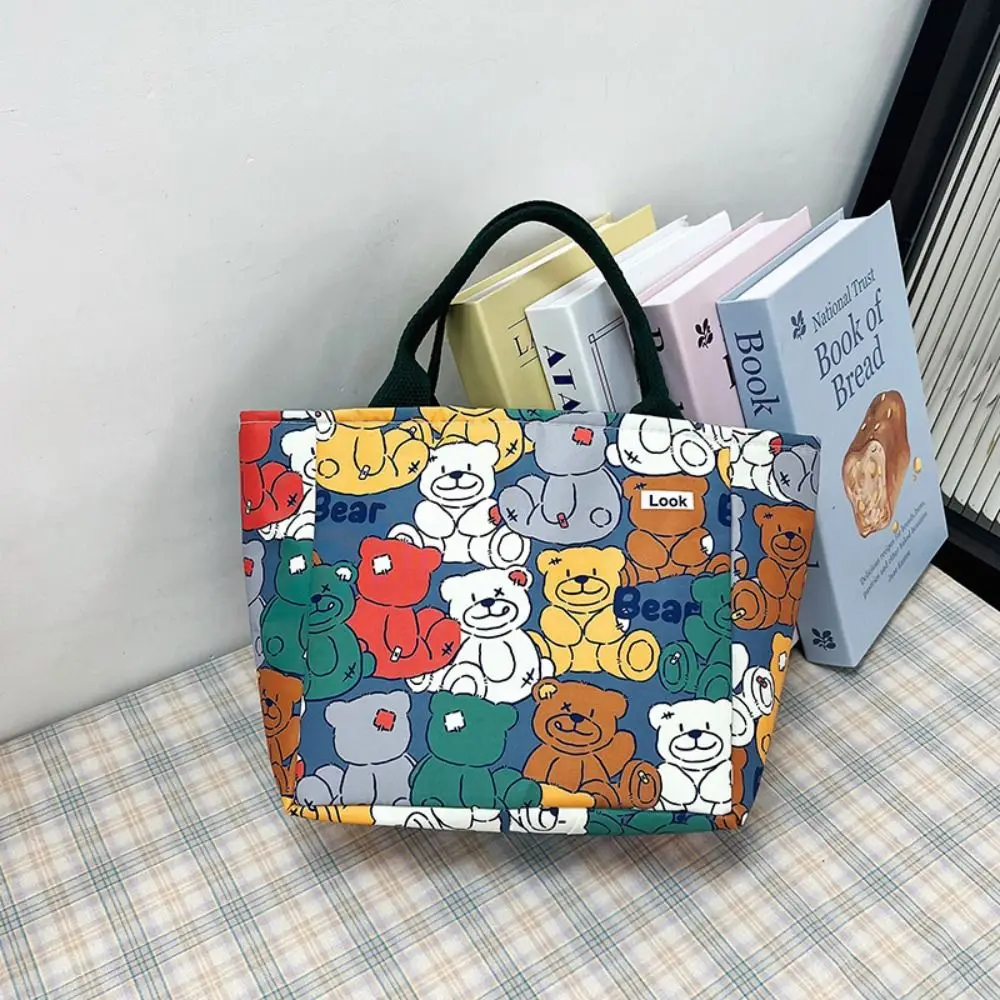 Tas tangan kapasitas besar kartun Graffiti Fashion tas belanja dicetak tas tangan kain Denim tas santai nilon perempuan