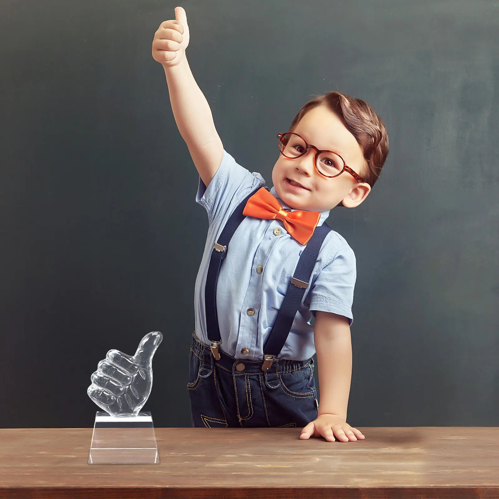2Pcs Translucent Crystal Thumb Up Trophy Meticulously Crafted 3D Gesture Award Trophy for Sports Winner Corporate Milestone