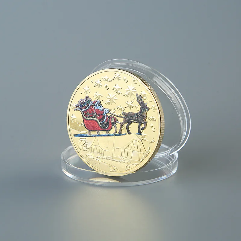 1 Christmas commemorative coin, Santa Claus metal commemorative medal collection coin