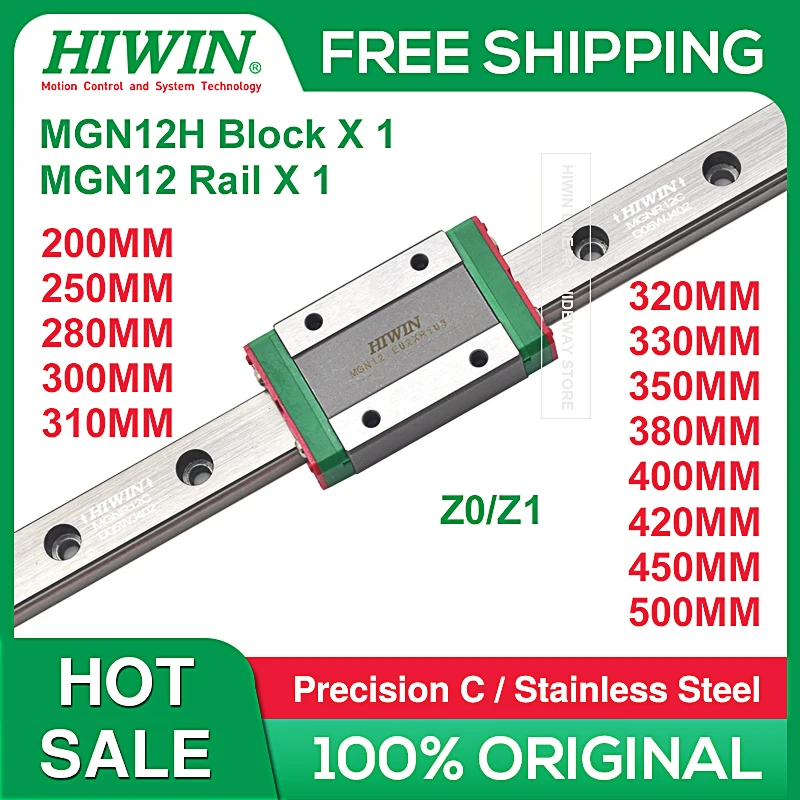 HIWIN MGN12H Z1 Z0 HIWIN MGN12H Linear Rail 250 280 300mm 320mm 330mm 350mm 400mm 450mm 500mm With HIWIN MGN12H Block Z0 Z1