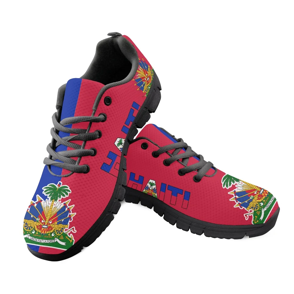 INSTANTARTS Mesh Sneakers for Men Haiti Flag Brand Designer Shoes Casual Lace Up Flats Zapatillas Male Breathable Walk Footwear