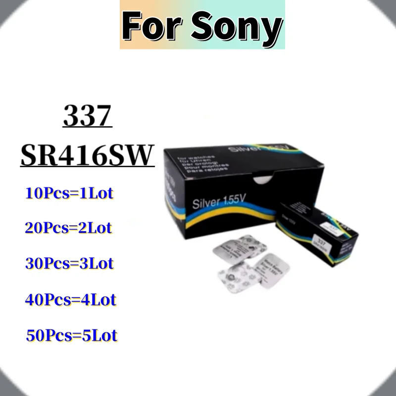 10-50Pcs Battery For SONY 337 SR416SW AG6 LR416 337A Silver Oxide Button Cell Batteries For LED Headphone Watch Batteries