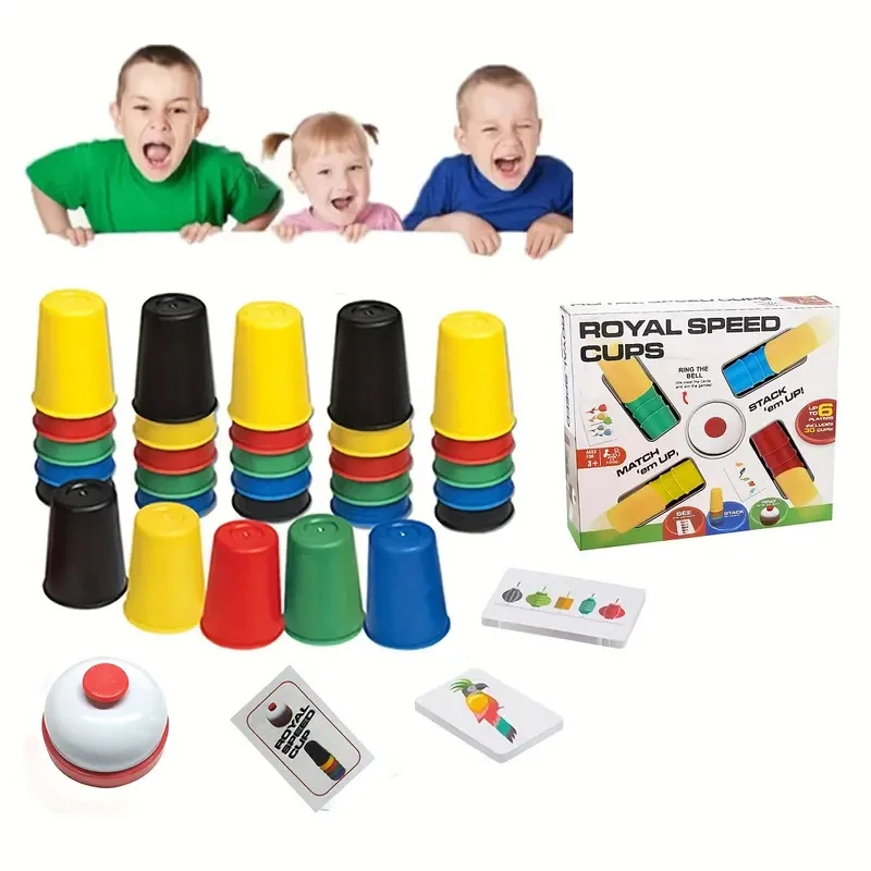 Juegos de copas rápidas para chico, juego clásico de copa de velocidad para padres e hijos, juego educativo, apilamiento deportivo con juego de rompecabezas de campana