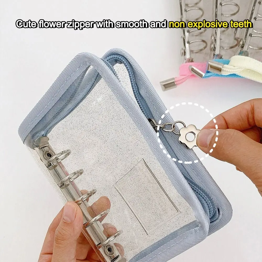 Mini Zipper Loose-leaf Photo Album Binder Case 5-Hole Metal Binder Pvc Girl Photocard Binder Photocard Holder Collect Book