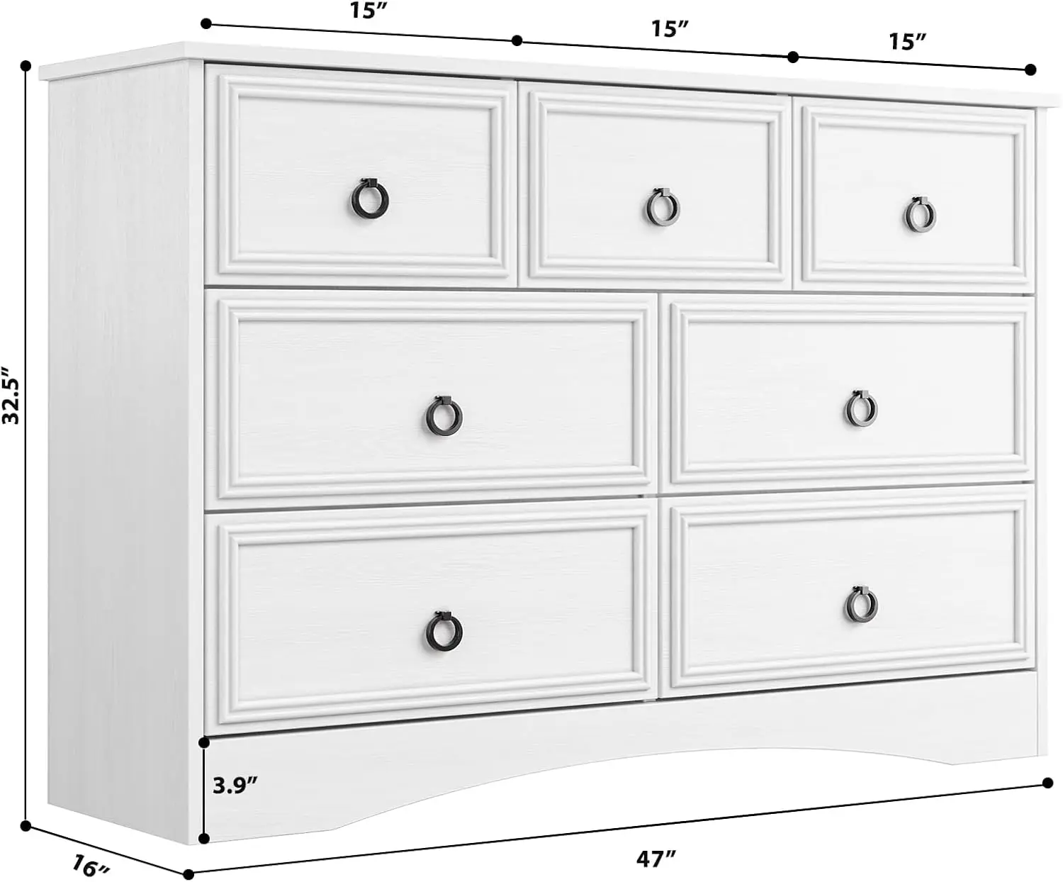 Modern 7-lade dressoir, dressoirs voor slaapkamer, ladekast, kastorganisatoren en opbergkleding - gemakkelijk te trekken handvat,