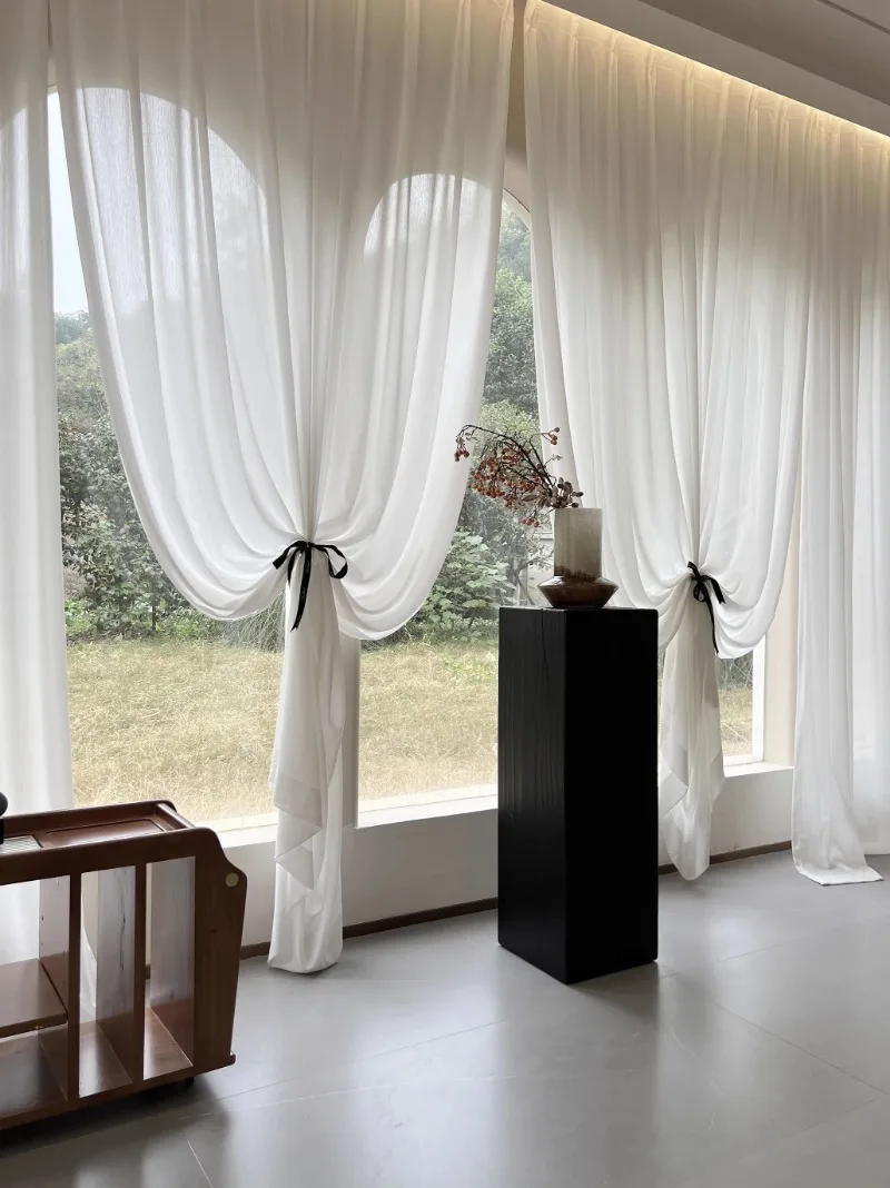 

Modern Light-transmitting Non-transparent Decorative Living Room Curtains Bedroom Balcony Restaurant Partition Window Curtains