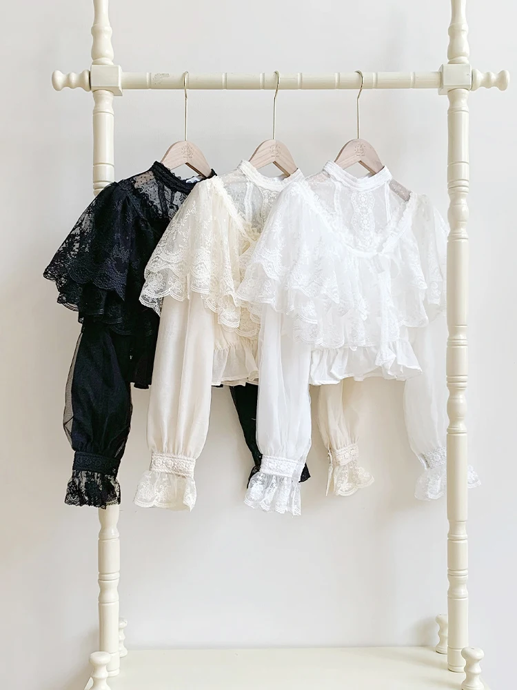 

Футболка Wituji оригинального дизайна, универсальная внутренняя одежда, двухсторонняя шило, многоцелевой фонарь Lolita Autumn Long Sve...