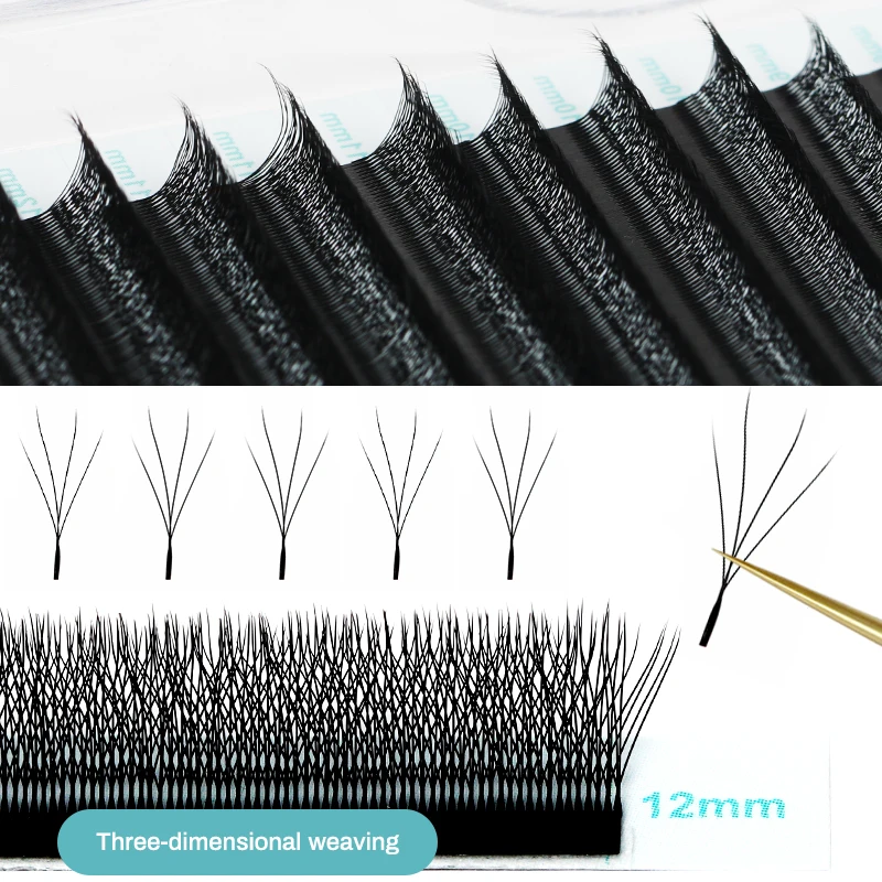 NATUHANA-Cils en éventail en forme de W, 4D, 5D, volume préfabriqué, cils bouclés C et D, faux cils naturels et doux pour le maquillage, 0.07mm