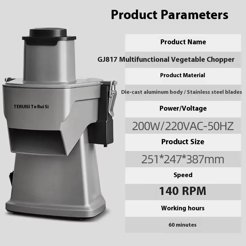 

Commercial Multi-Function Vegetable Cutter Shred Slice Dice Machine for Carrot Cucumber Potato Lemon Onion Kitchen Tool
