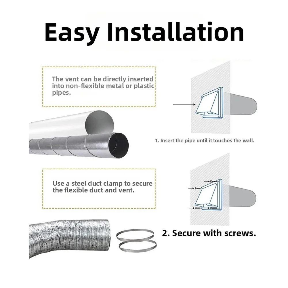 4 Inch Wall Ceiling Mounted Vent Cap for Exhaust Ducts with Mesh Reinforced Opening and Metal Housing for All Weather Durability