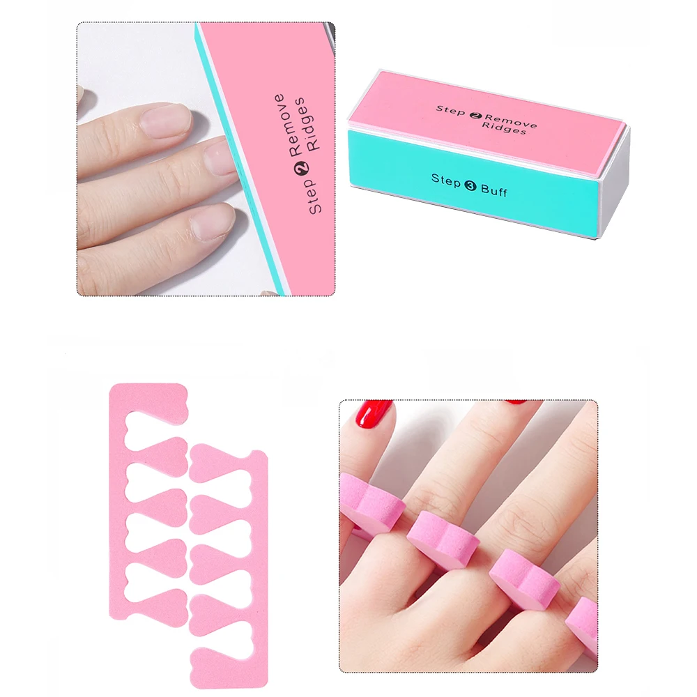 LINMANDA 4 Different Nail Care Tool Sets Nail File Set Buffer Block Sponge Polish and Cuticle Nipper for Dead Skin Nail Brush