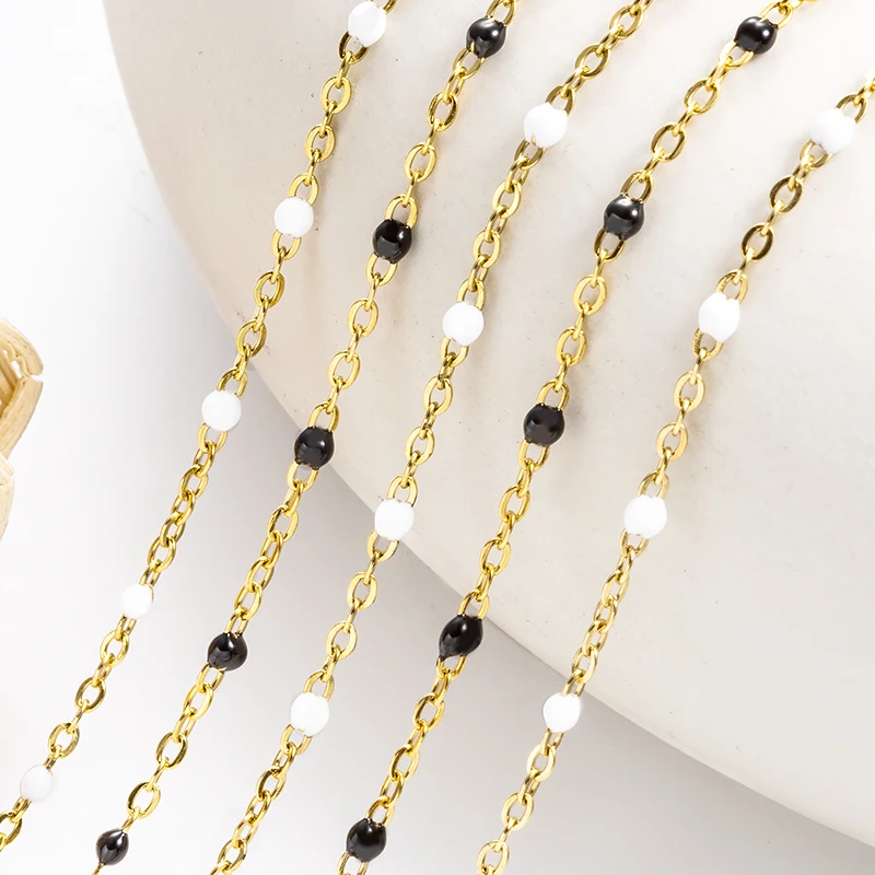 

1Meter Stainless Steel Filled Beaded Enamel For Jewelry Making Handmade Men Women Bracelet Necklace Jewelry Making Accessories