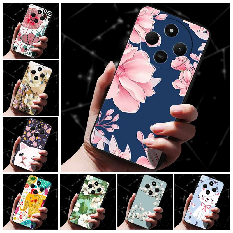 For Redmi 14C Case 3D Flower Relief Silicone Emboss Back Covers for Redmi 14R / Xiaomi Poco C75 4G Cases Soft Cartoon Lovely cat