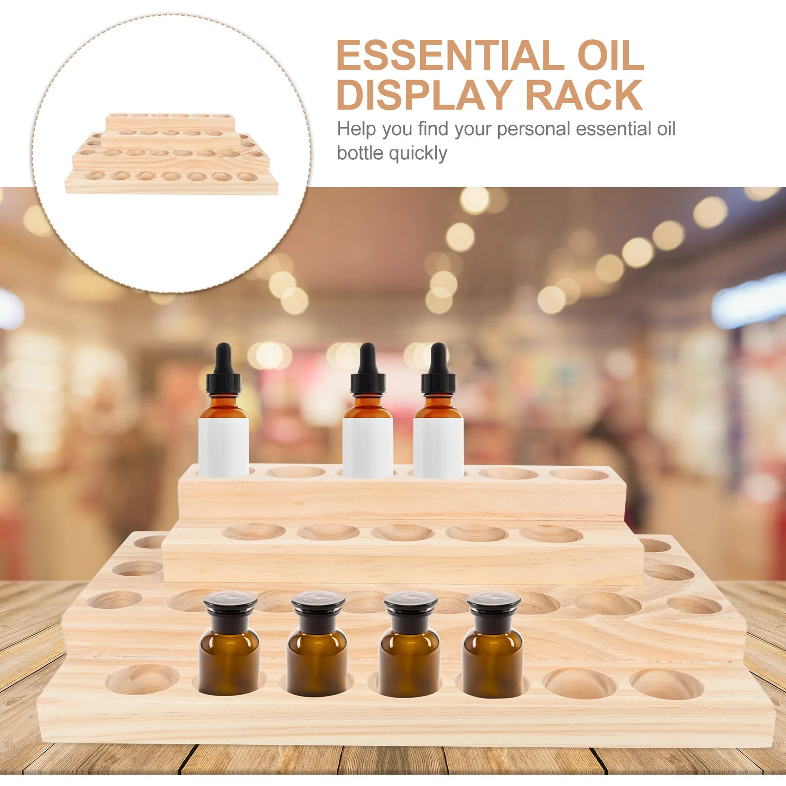 Four Layers Wooden Essential Oil Storage Box Essential Oil Holder Display Stand for Home Desk Wooden Storage Case