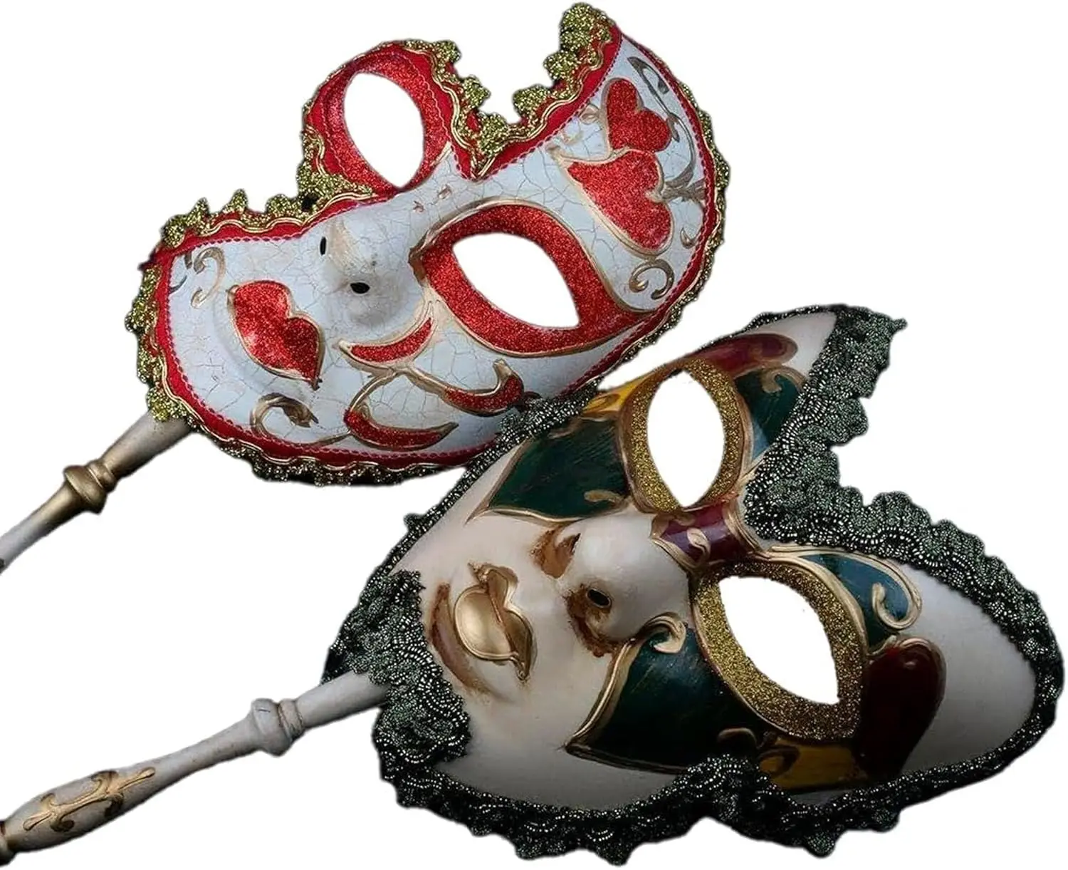 

Venetian Masquerade Mask Set with Stick for Mardi Gras, Carnival Costume Ball Party Decor