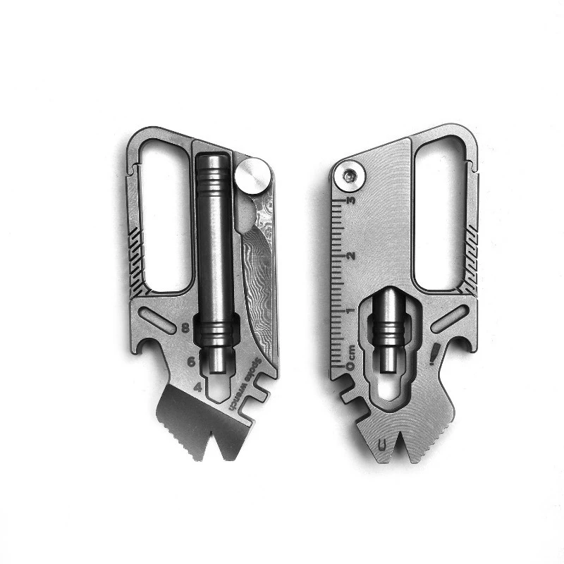 Titanium Alloy Outdoor Multifunctional Keychain Hanging Buckle Tools Mini Tools EDC Gift Gadgets
