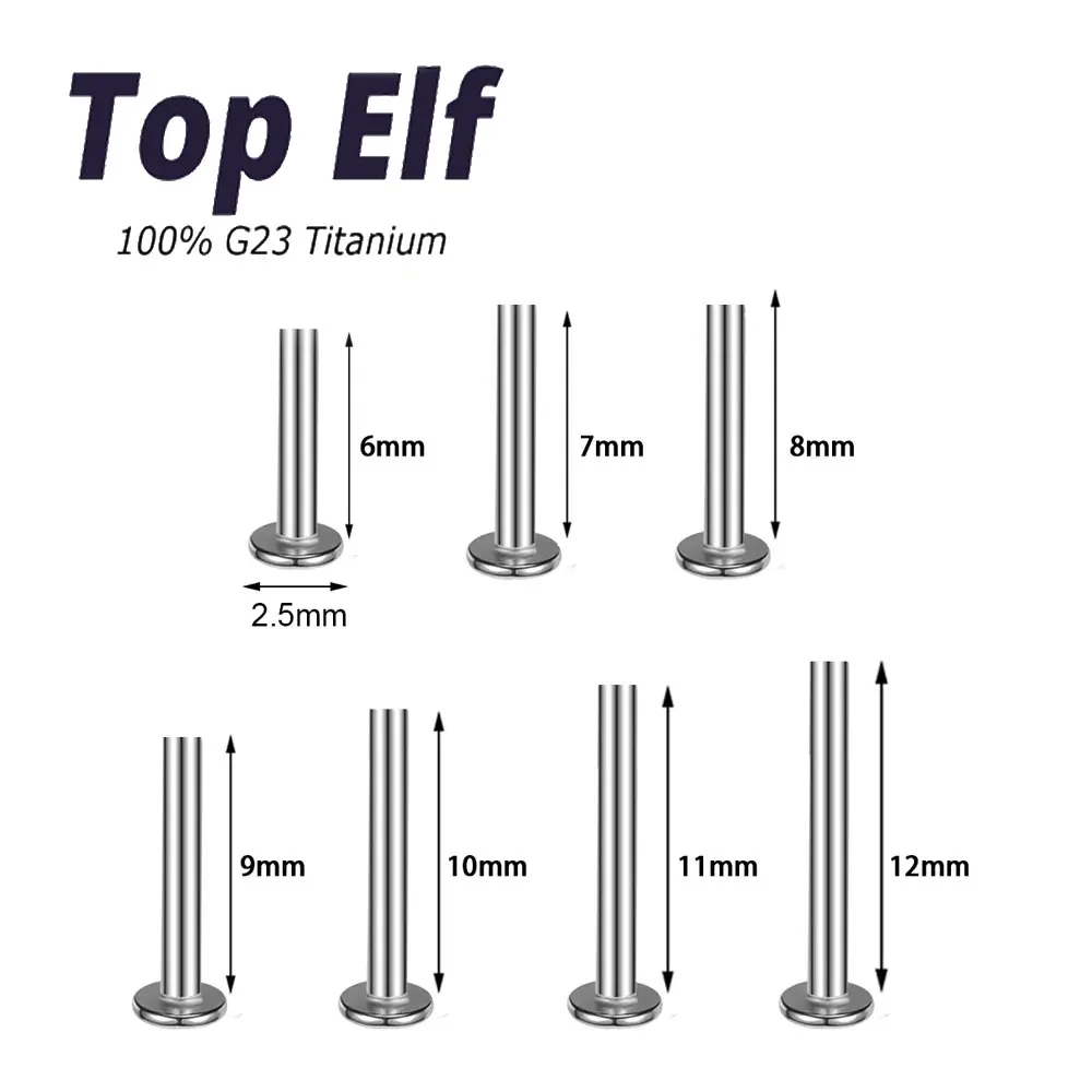 G23 Titanium 10/50/100PCS Piercing Threadeless Earrings Bar 16G Top Component For Nose Piercing Tragus Helix Fine Jewelry